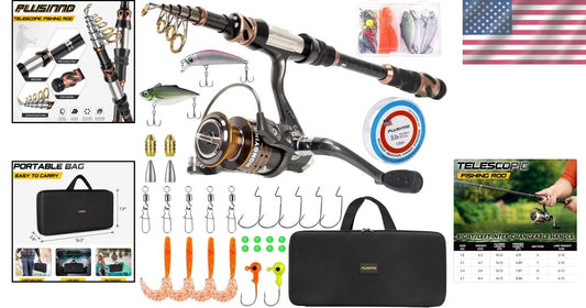 Professional Carbon Fiber Fishing Rod & Reel - 12+1 Bearings, Complete Kit Case!