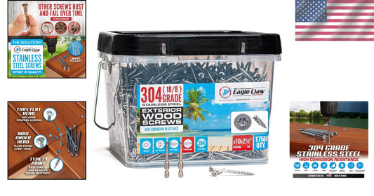 1750-Piece 2-1/2 Inch Stainless Steel Deck Screws - High Corrosion Resistance