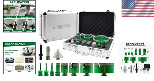 Complete Diamond Core Drill Set - Ideal for Marble, Granite, and Porcelain