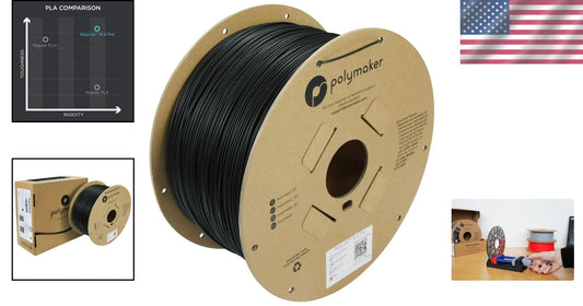 1.75mm Black PLA PRO Filament, 3kg Toughness & Rigidity for Advanced 3D Printing