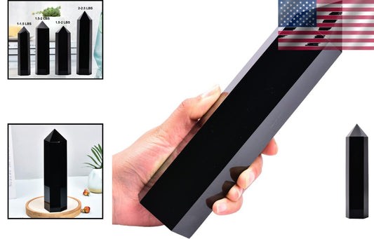 Unique Black Obsidian Crystal Point Obelisk – Grounding Energy Decor Gift
