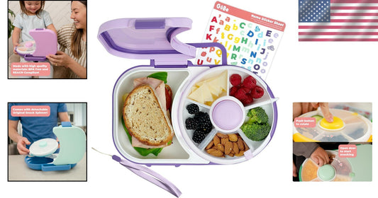 2-in-1 Kids Lunch Container with Snack Spinner - Airtight, Leak-Resistant Design