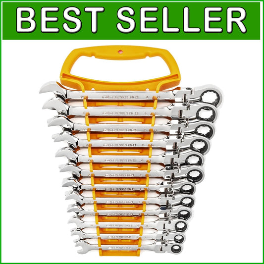 Professional 12-Piece Ratcheting Wrench Set - Flex Head and SurfaceDrive Tech