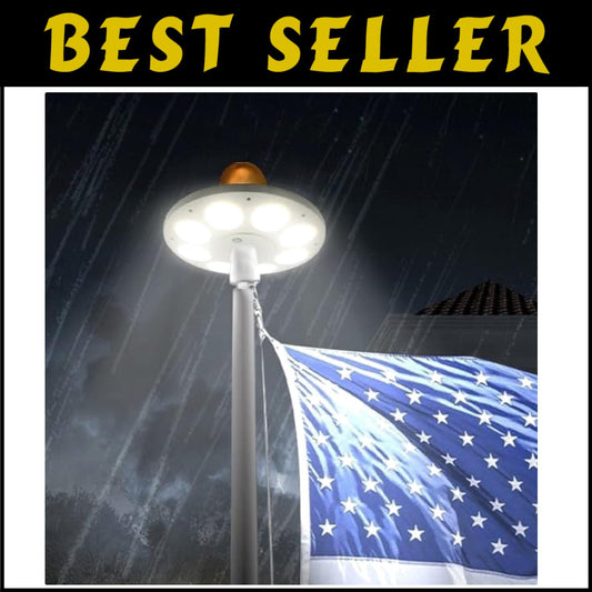 Bright Solar Flag Pole Light - 136 LEDs & Automatic Sensor for Flag Visibility