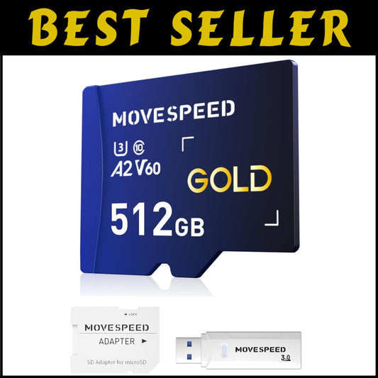 Fast 512GB SD Card A2 U3 V60 - Ideal for 4K Video, Waterproof & Drop-Proof
