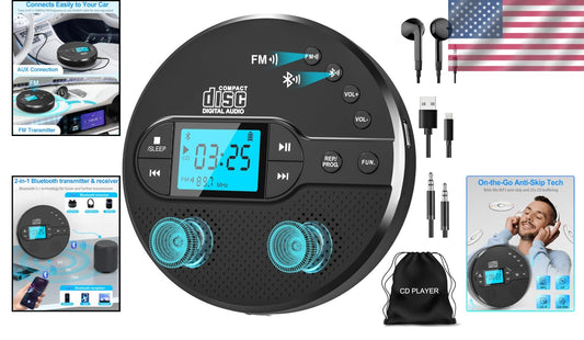 Dual Stereo Speaker CD Player with LCD Display - Perfect for Travel & Home