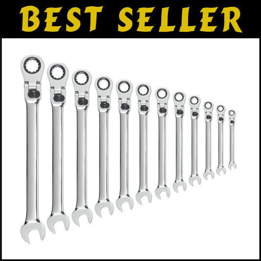 Versatile 12 Pc. Locking Flex Head Metric Wrenches - Ideal for Confined Spaces