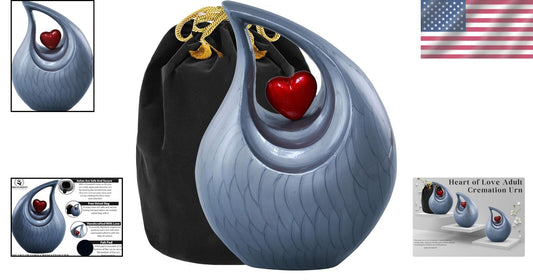 Heart of Love Cremation Urn - Elegant Memorial for Adult Ashes, 220 Cubic Inches