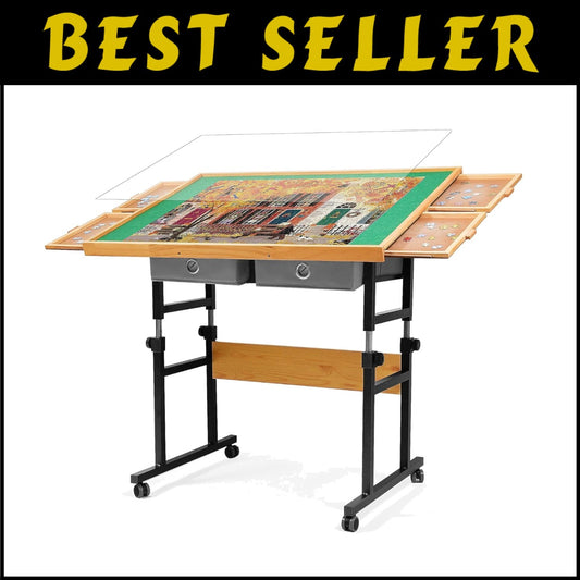 Deluxe Puzzle Board with Lockable Wheels & Non-Slip Surface for Adult Puzzlers