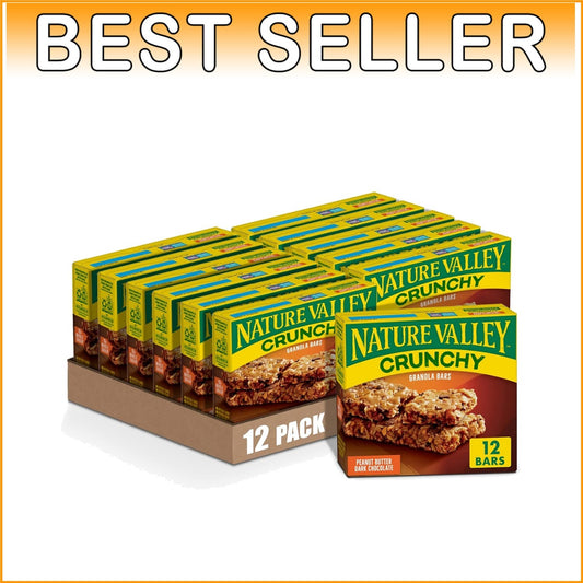 Crunchy Granola Bars - Peanut Butter & Dark Chocolate - Family Snack Pack of 12