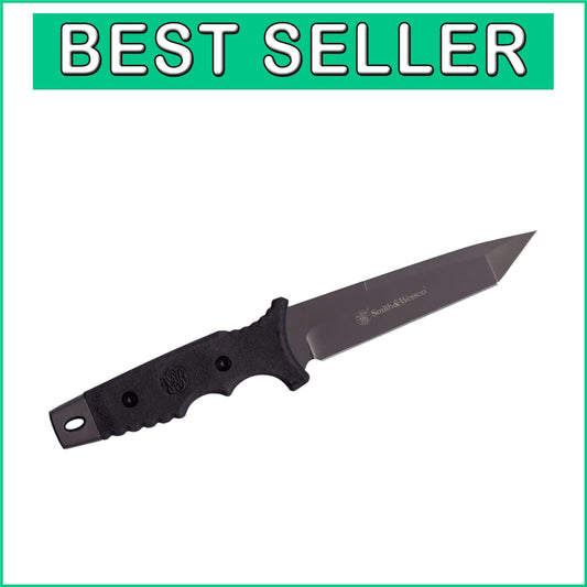 10.6-Inch High Carbon Fixed Blade Knife with 5.2-Inch Tanto Edge, TPE Handle