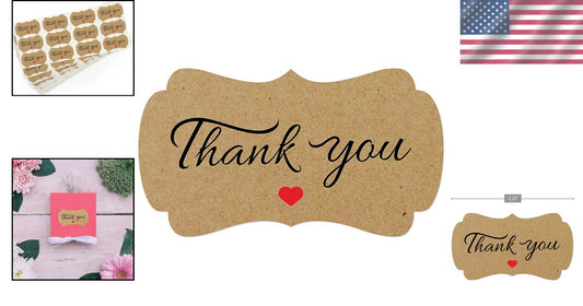 2.25"x1.25" Eco-Friendly Kraft Thank You Stickers - 5000 Pack for Small Ventures