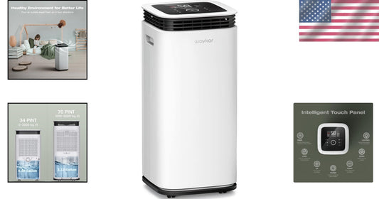Powerful 70 Pints Dehumidifier for Large Rooms - Safe & Efficient Home Solution