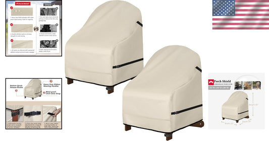 Waterproof Beige Patio Chair Cover 2-Pack - Ultimate Protection for Adirondacks