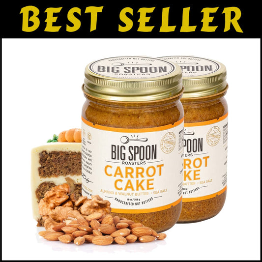 Crunchy Carrot Cake Almond Butter with Sea Salt - Vegan, Low Sugar Treat (26 oz)