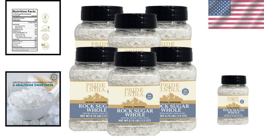 Traditional Indian Crystal Rock Sugar - Pack of 6, Convenient Dual Sifter Design