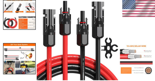 10AWG Solar Extension Cable 50Ft with Universal Connectors - Weatherproof Design
