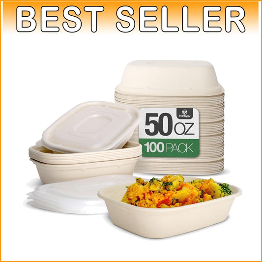 Disposable Large Paper Bowls 100 Pack - 50 oz Leak-Immune for Parties & Takeouts