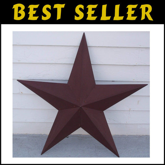36-Inch Galvanized Metal Barn Star - Rustic Farmhouse Wall Decor in Burgundy