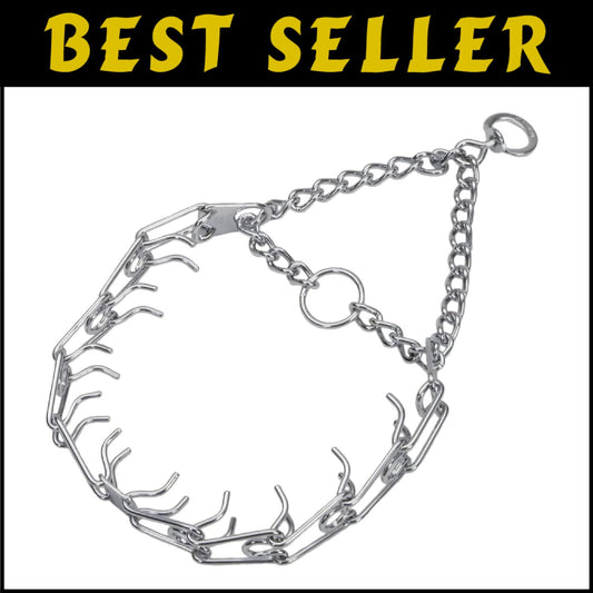 Durable Chrome Prong Dog Collar, 4mm x 21" - Behavior Correction for Large Dogs