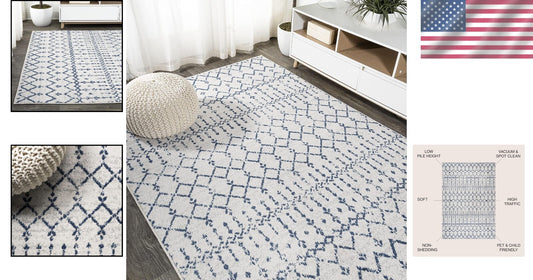 Stylish 7'8" x 10' Moroccan Diamond Rug - Durable, Non-Shedding & Easy to Clean