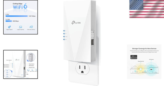 Dual Band AX1500 WiFi Extender with Gigabit Port, Easy App Setup & 1500 sq.ft