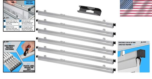 Multipurpose Blueprint Holder 6-Pack - 24-Inch Document Clips for Efficiency