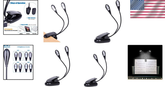 Adjustable USB & AAA Battery Clip-On Music Stand Lights - Perfect for Travel