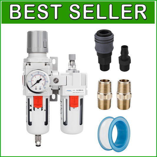 Efficient Compressed Air Filter Regulator Lubricator - 0-150 psi Gauge Included