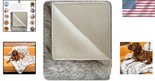 Versatile 80” x 60” Waterproof Pet Blanket - Machine Washable Faux Fur Cover