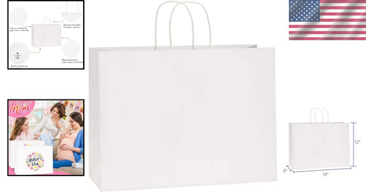 Eco-Friendly 100-Pack Large Kraft Paper Bags with Handles for Events and Retail