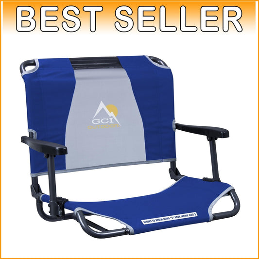 Comfortable Royal Blue Stadium Chair with Armrests - Maximum Support & Style