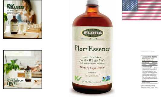 32oz Flor Essence Herbal Detox Tea - Daily Gentle Cleanse for Digestive Health