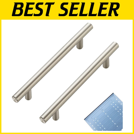 40 Count Modern Brushed Nickel Cabinet Handles - 5” Hole Center with Templates