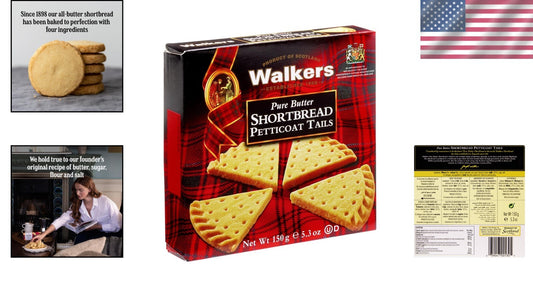 Classic Scottish Shortbread Cookies - All-Butter Petticoat Tails, 5.3 Oz Boxes