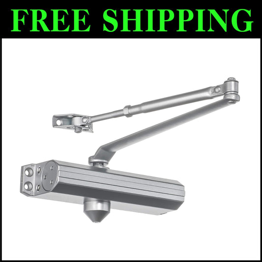 Automatic Door Closer with Sprayed Aluminum Finish - Versatile Mounting Options