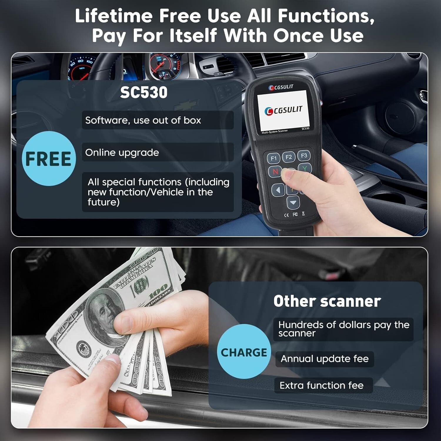 30+ Functions Chevy/GMC Code Reader with Battery Registration & Lifetime Updates