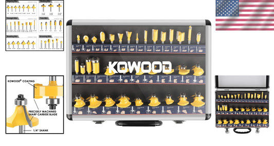 35-Piece Universal Router Bits Set with Carry Case for Woodworking Projects