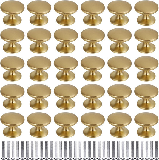 30 Pack Brass Drawer Knobs - Gold Kitchen Cabinet Handles for Easy Upgrade