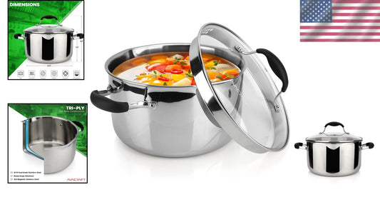 Durable 6 Qt Stainless Steel Stockpot with Easy Strainer Lid - Induction Safe