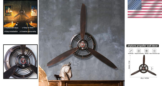 Sturdy Metal Airplane Propeller Wall Sculpture - Perfect for Aviation Lovers
