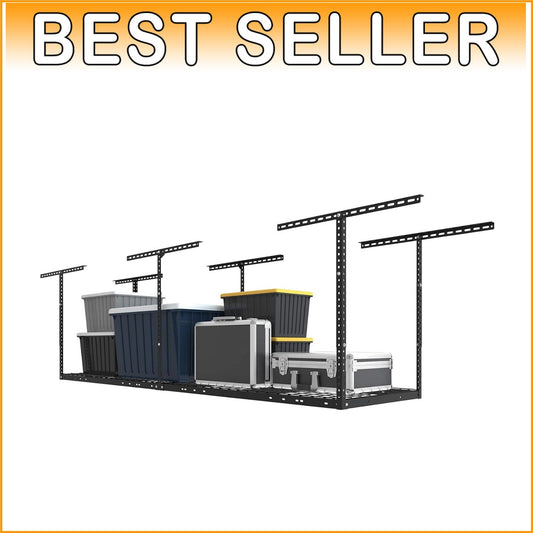 Adjustable Overhead Garage Storage Rack - Metal, 400lbs Capacity, Easy Install