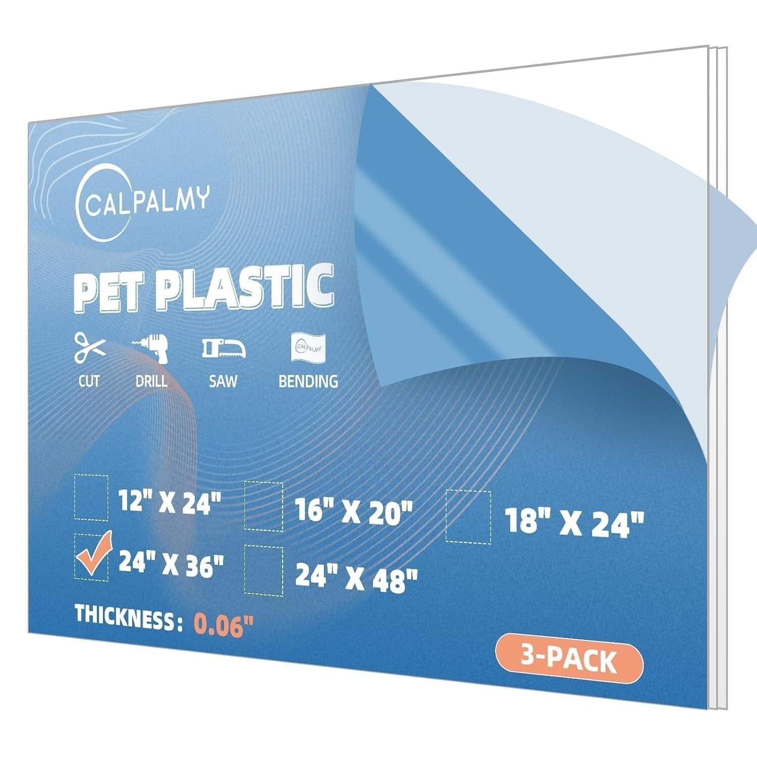 3 Pack of Scratch-Resistant PET Craft Panels - 24 x 36" for Easy Customization