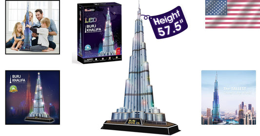 LED Burj Khalifa Puzzle - 136 Piece Home & Office Decoration for All Ages