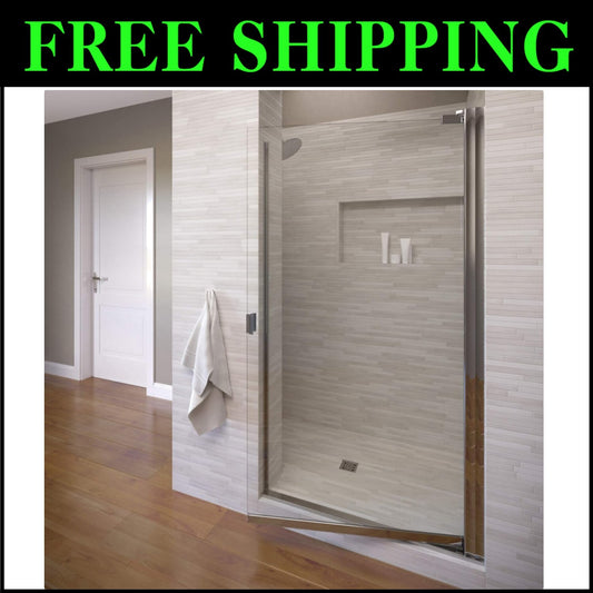 Modern Chrome Pivot Shower Door 31.75 to 33.25 in. - Watershed Management Design
