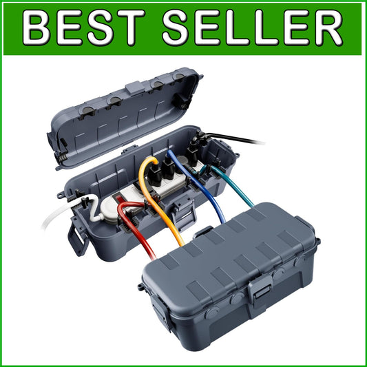 Sturdy Outdoor Electrical Box with 6 Ports - Ideal for Holiday Lighting & More