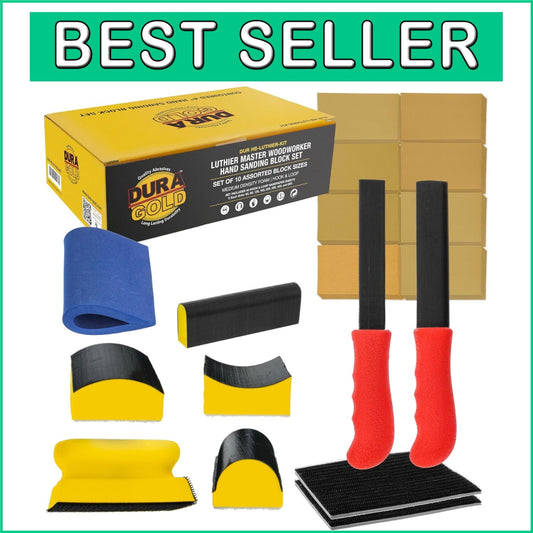 10-Piece Sanding Block Set with 40 Hook & Loop Sandpaper for Woodworking