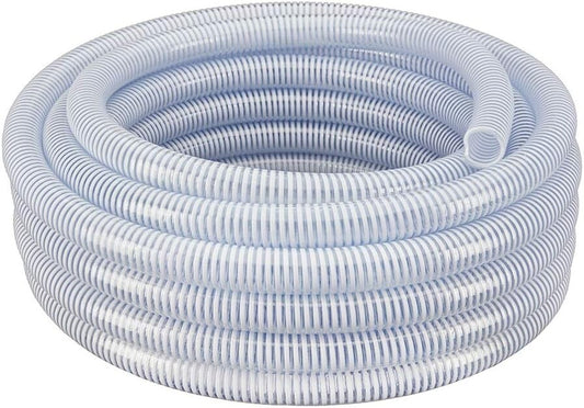 Flexible 25 ft Clear PVC Discharge Hose 1" ID - Ideal for Water Transfer & More