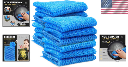 Eco-Friendly Non-Abrasive Dish Scrubbers - 12 Reusable Kitchen Pads