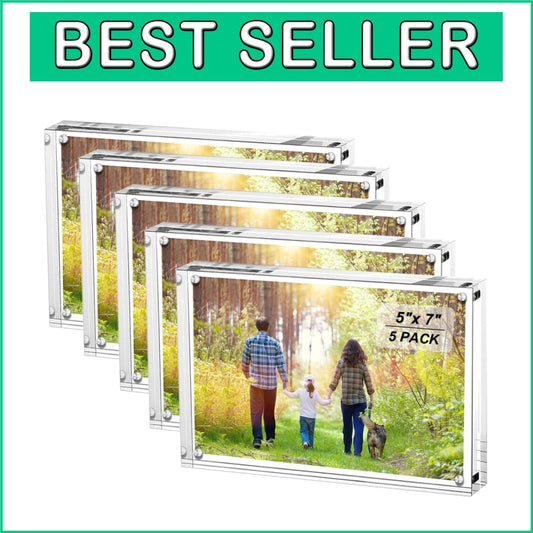Clear Double-Sided 5x7 Acrylic Frames with Magnetic Hold - Perfect Gift